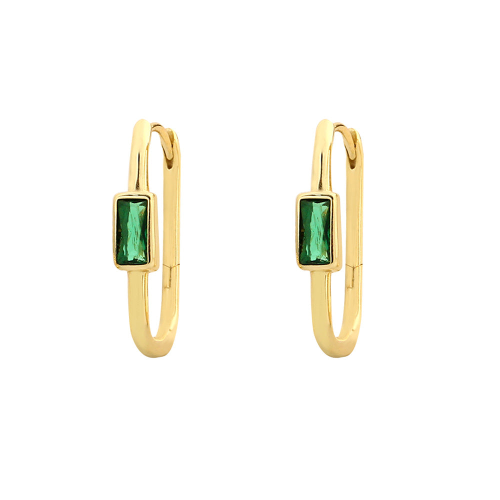 Pendientes de botón geométricos minimalistas de plata de ley 925 con esmeraldas y diamantes de imitación para mujer