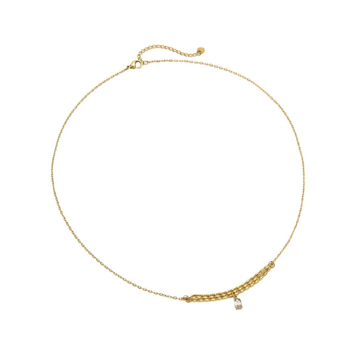Fashionable Minimalist Stainless Steel Pendant Necklace with Zircon Accents for Women, Electroplated Clavicle Chain