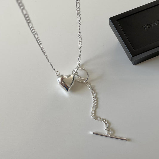 Collar con colgante de corazón dorado de estilo francés minimalista para mujer, de plata de ley 925 con cadena trenzada