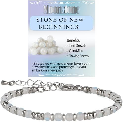 Sweet Geometric Gemstone Beaded Stainless Steel Adjustable Bracelet