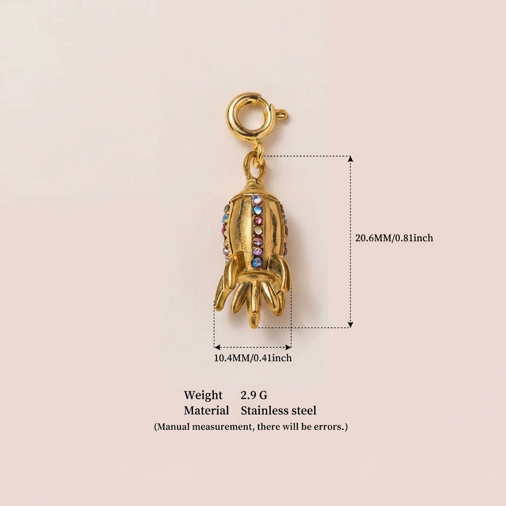 Minimalist Geometric Stainless Steel Charm Bar with Cubic Zirconia Inlay 18K Gold Plated Pendant for Women