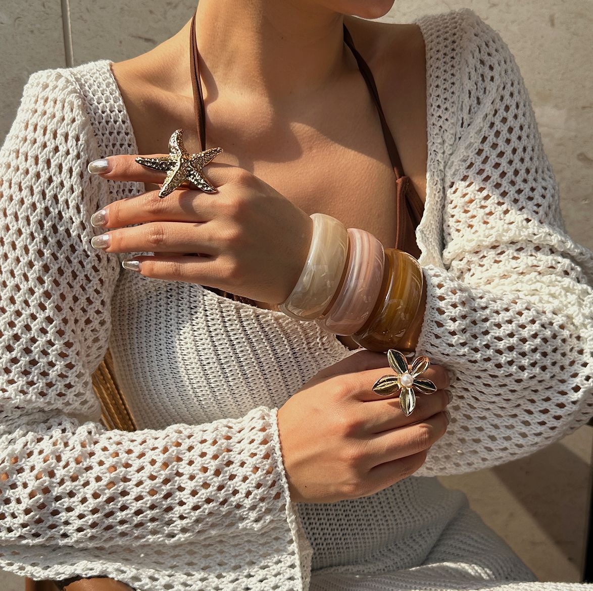 Bracciale Casual Placcato in Resina con Gradiente Geometrico