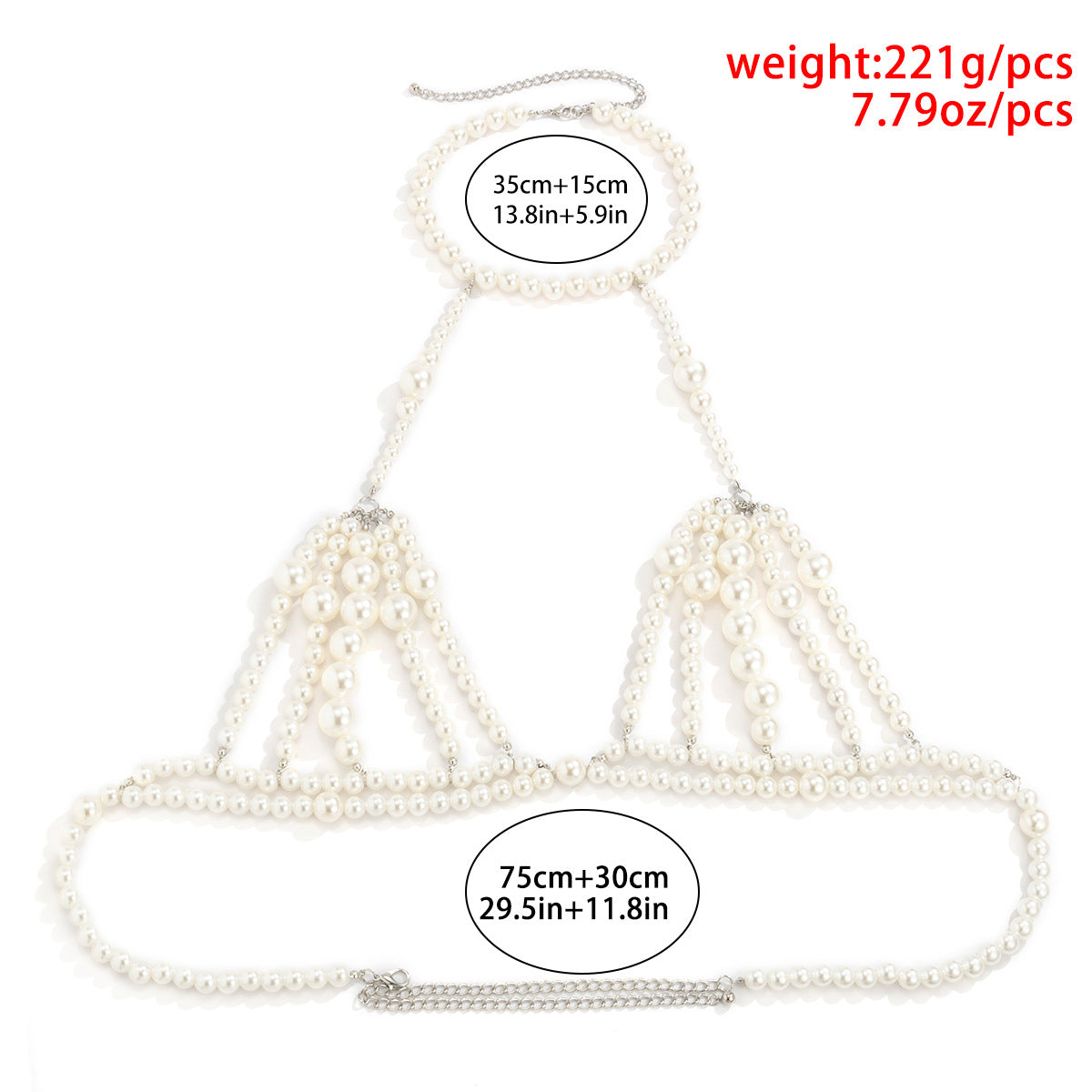 Minimalist Geometric Faux Pearl Alloy Body Chain for Women