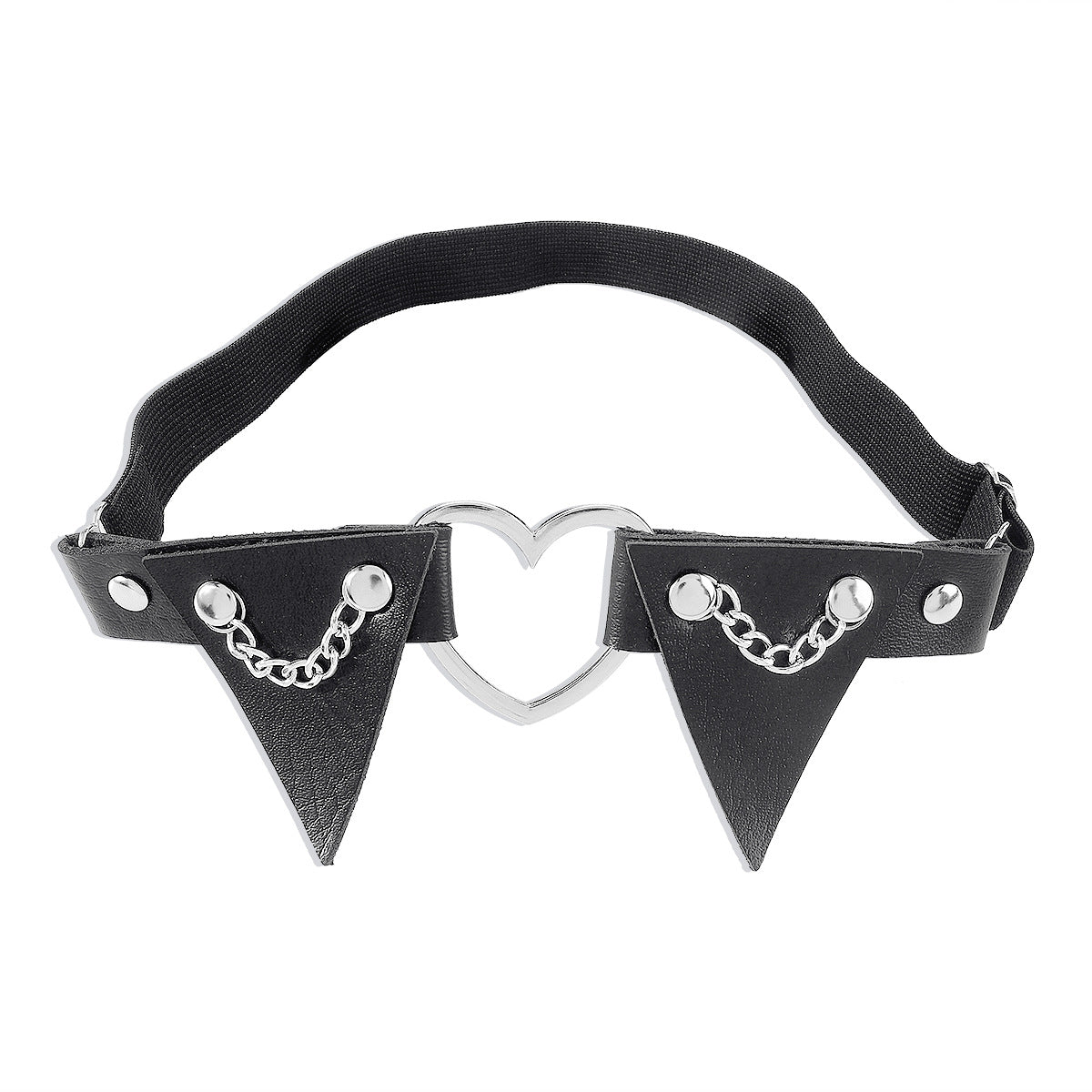 Tobillera estilo punk en forma de corazón de PU y aleación con tachuelas para mujer