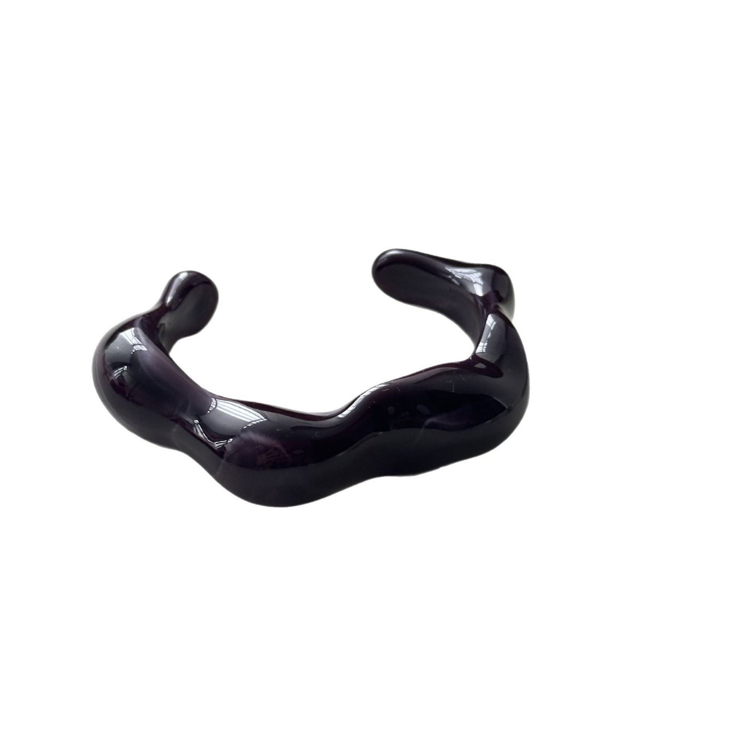 Irregular Textured Open Resin Cuff Bracelet with Plated Finish