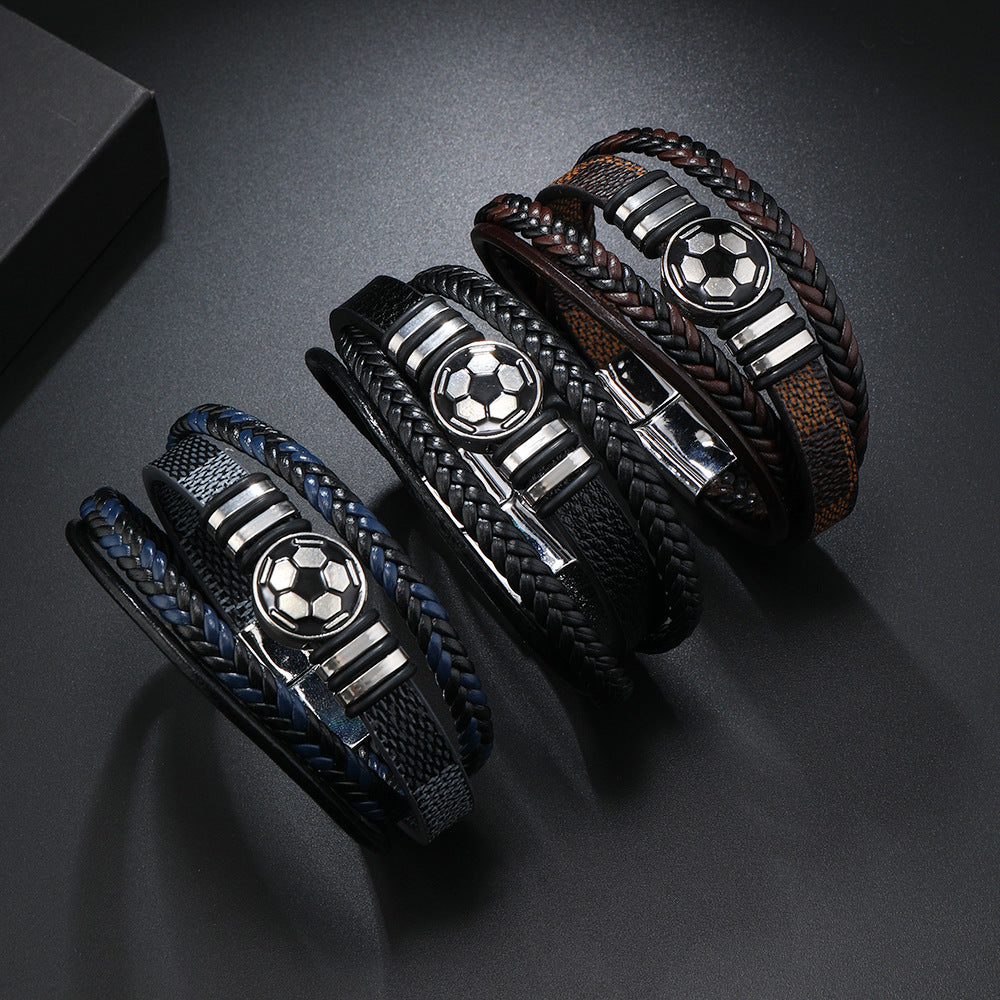 Pulsera magnética de cuero geométrico unisex, estilo punk urbano, regalo de joyería para aficionados a los deportes