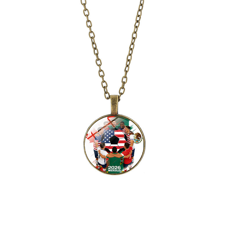 Vintage Sporty Geometric Alloy Pendant Necklace with Crystal Charm for Unisex