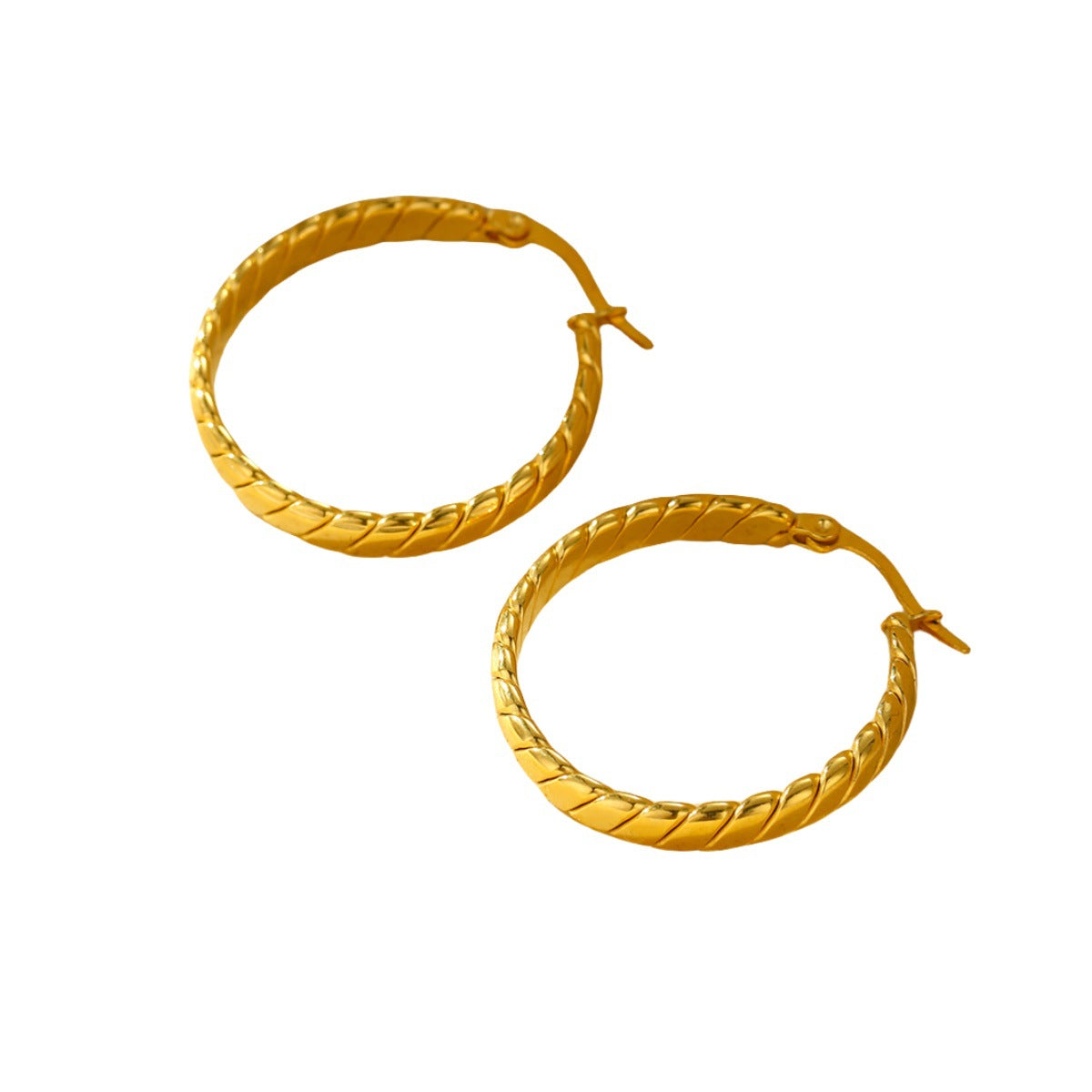 Vintage Geometric Stainless Steel Twisted Hoop Earrings for Women with Plated Finish Hypoallergenic Luxury Ear Studs
