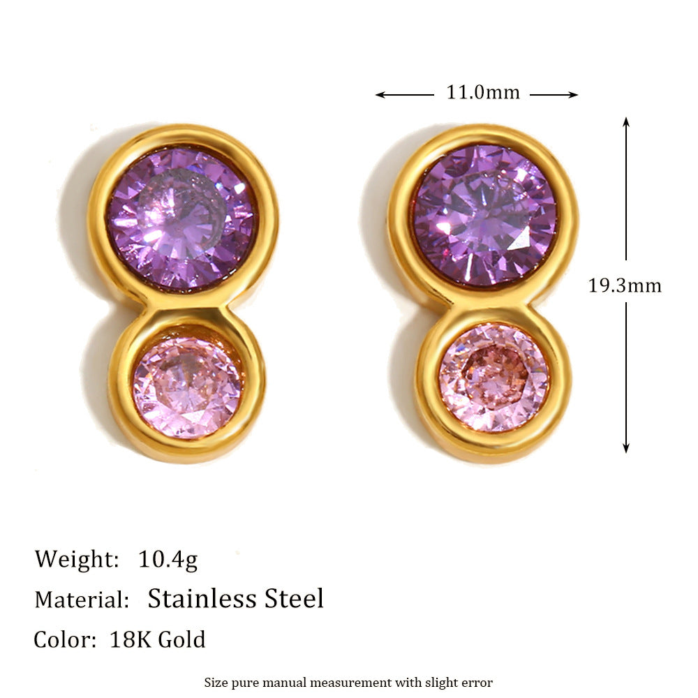 Orecchini tondi geometrici minimalisti moderni in acciaio inossidabile con placcatura in oro 18 carati da donna