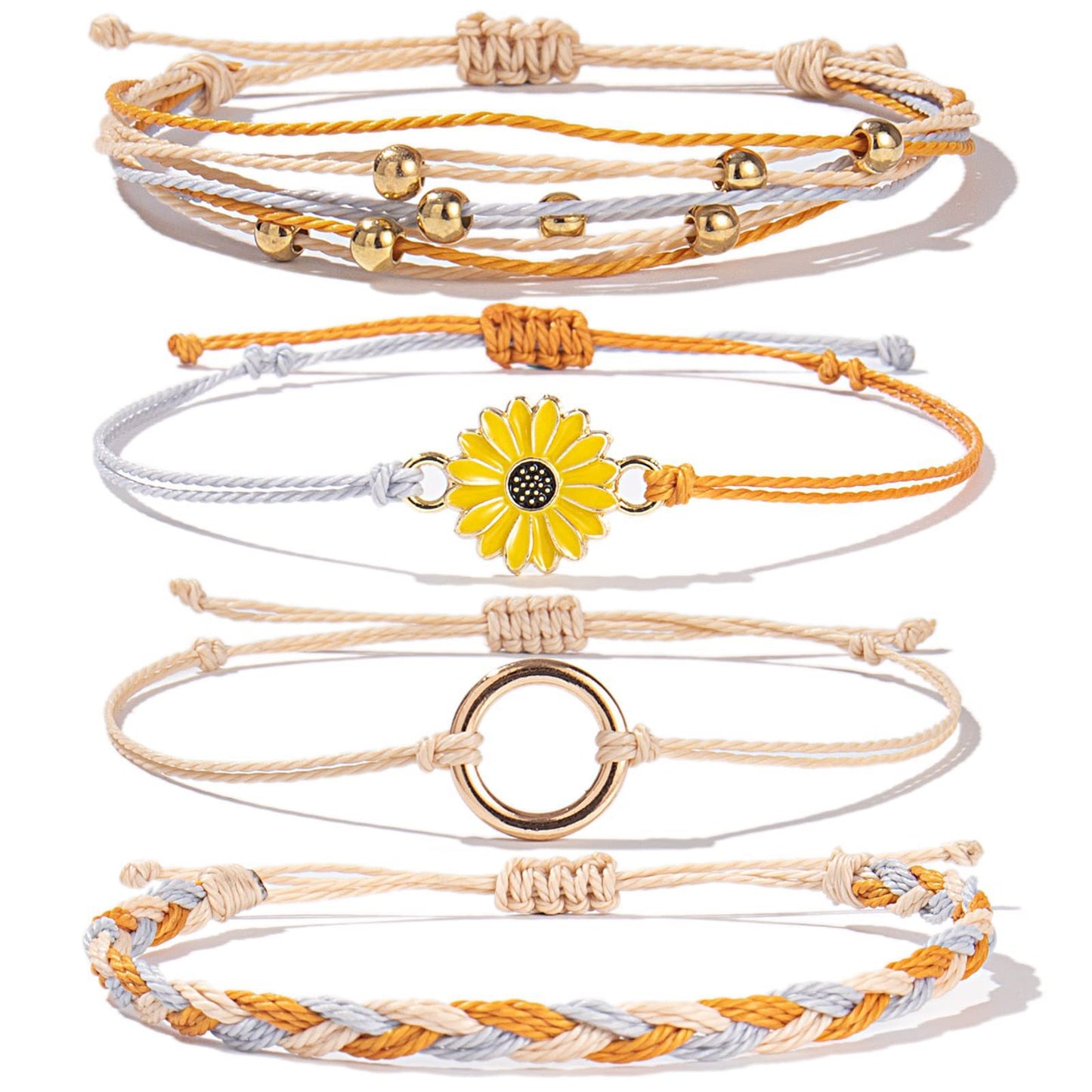 Bohemian Floral Sunflower Handmade Woven Bracelet for Women