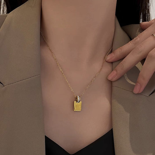 Minimalist Letter Pendant Titanium Steel Necklace for Women with Plated Finish, Delicate Clavicle Chain Design