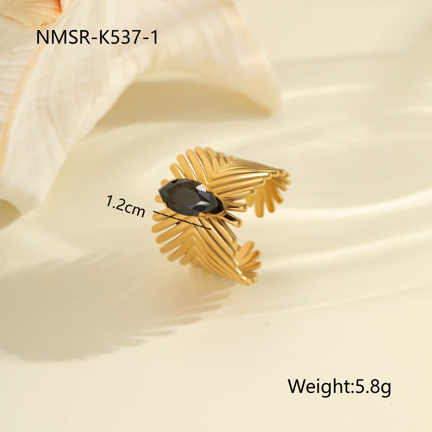 Anillo de acero titanio geométrico minimalista con incrustaciones de diamantes de imitación, banda abierta ajustable para mujer
