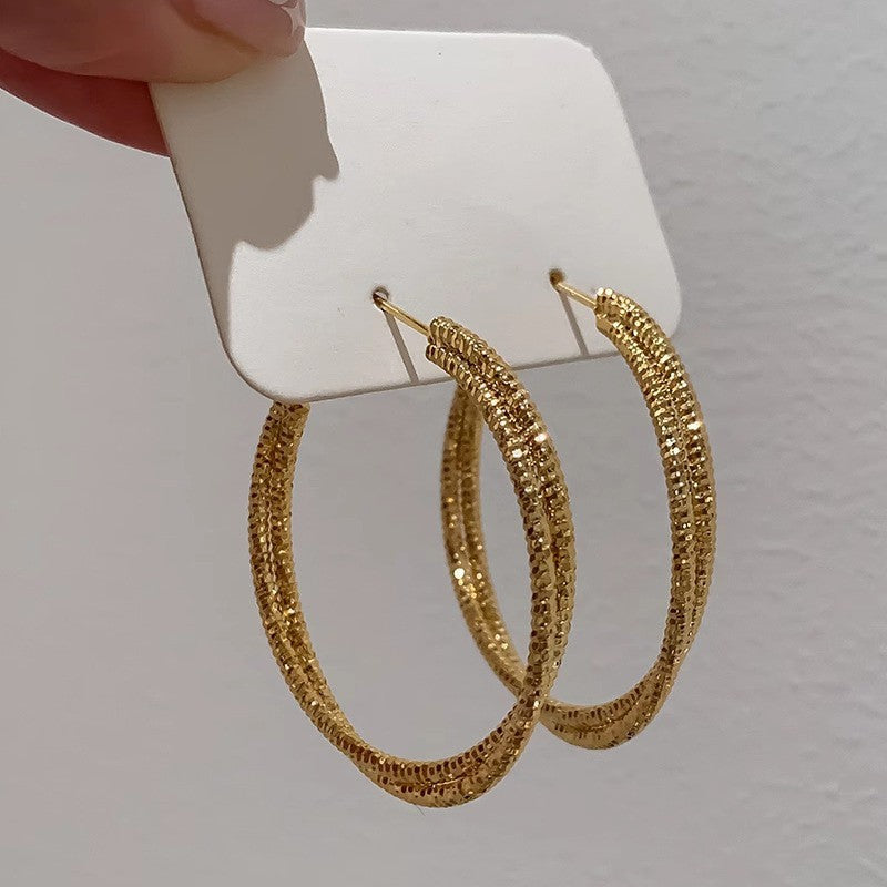 Orecchini a Cerchio Geometrici in Ferro Placcato Argento da Donna, Stile Minimalista Casual per Ufficio, Gioielli Eleganti di Ispirazione Vintage per Tutti i Giorni
