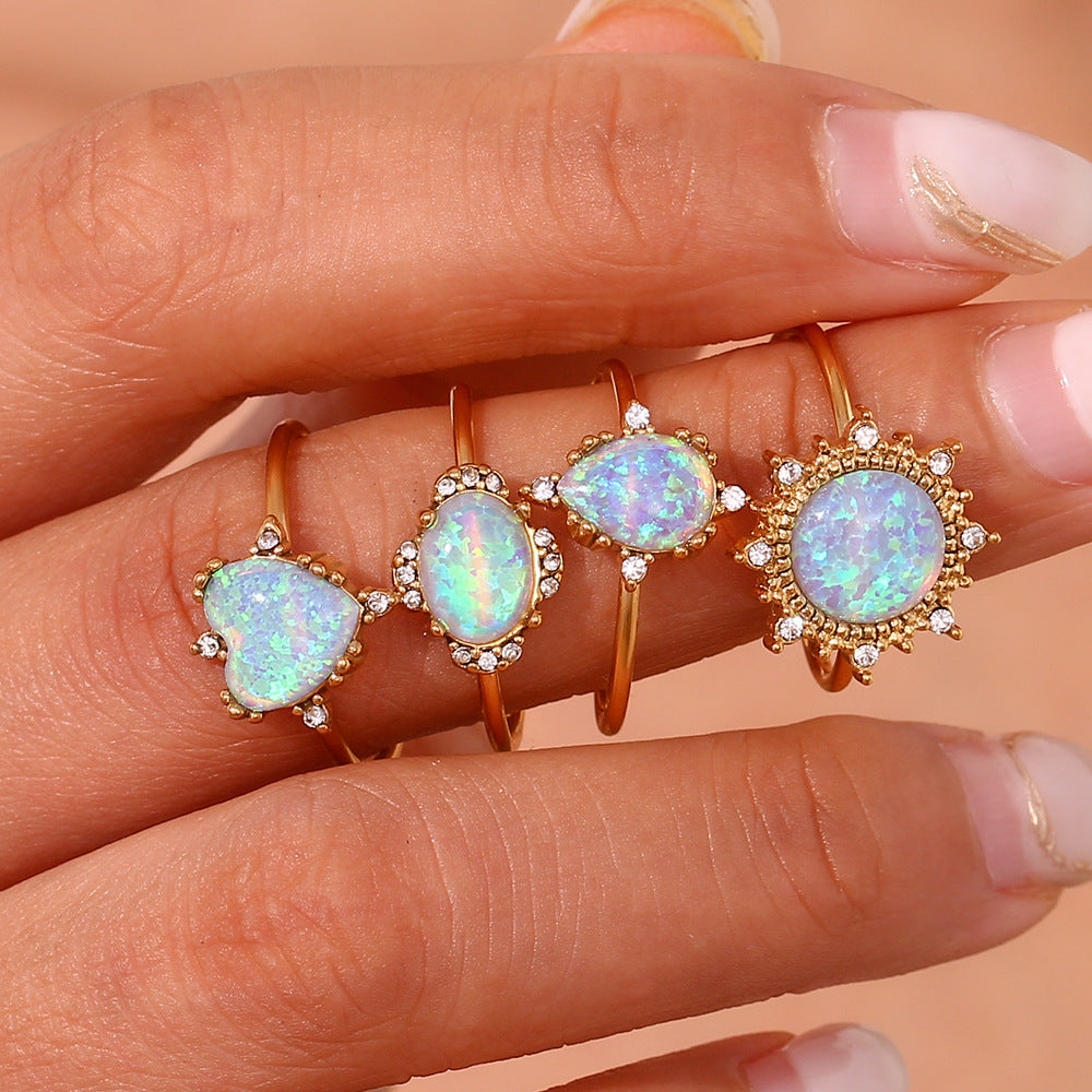 Fashionable Office Style Geometric Stainless Steel Ring with 18K Gold Plating Adjustable Open Band for Women