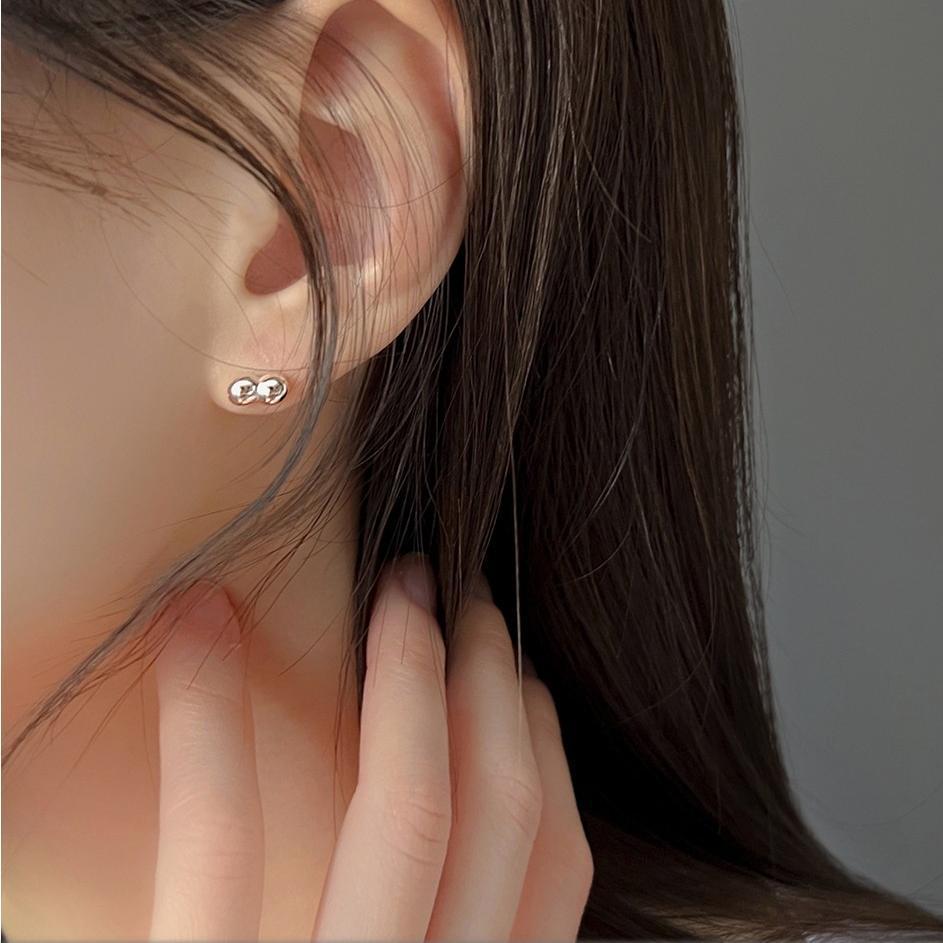 Orecchini a perno tondi a pois in argento Sterling 925 da donna