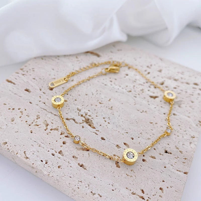 Minimalist Leaf-Shaped Titanium Steel Bracelet for Women with 18K Gold Plating and Floral Petal Detail