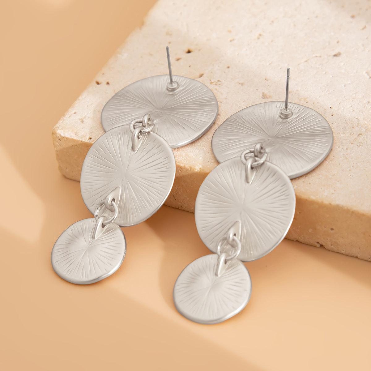 Minimalist Geometric Teardrop Dangle Earrings in Zinc Alloy with Matte Finish and Electroplated Surface for Women
