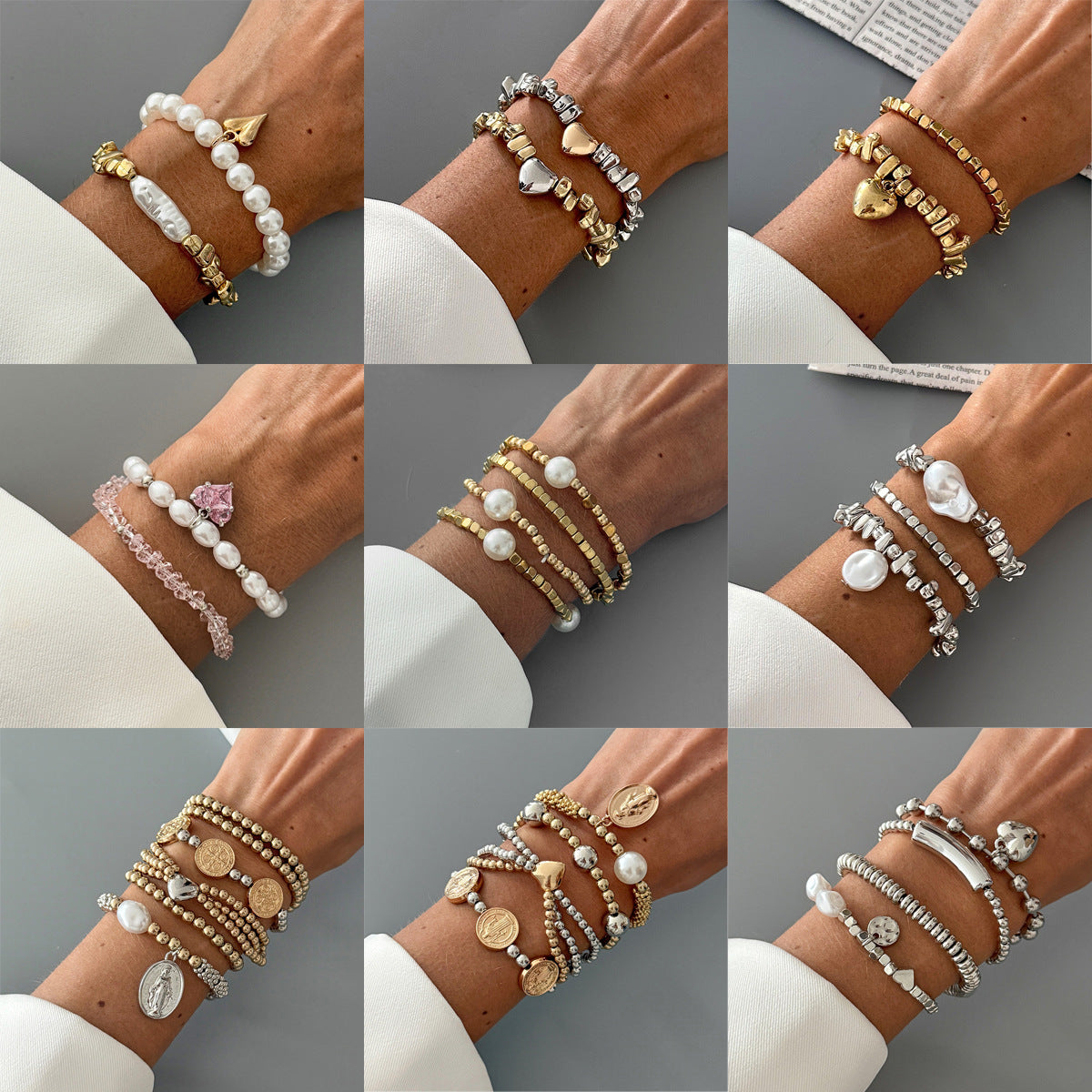 Minimalist Geometric Heart Resin Bracelet with Faux Pearl Plated Finish for Women