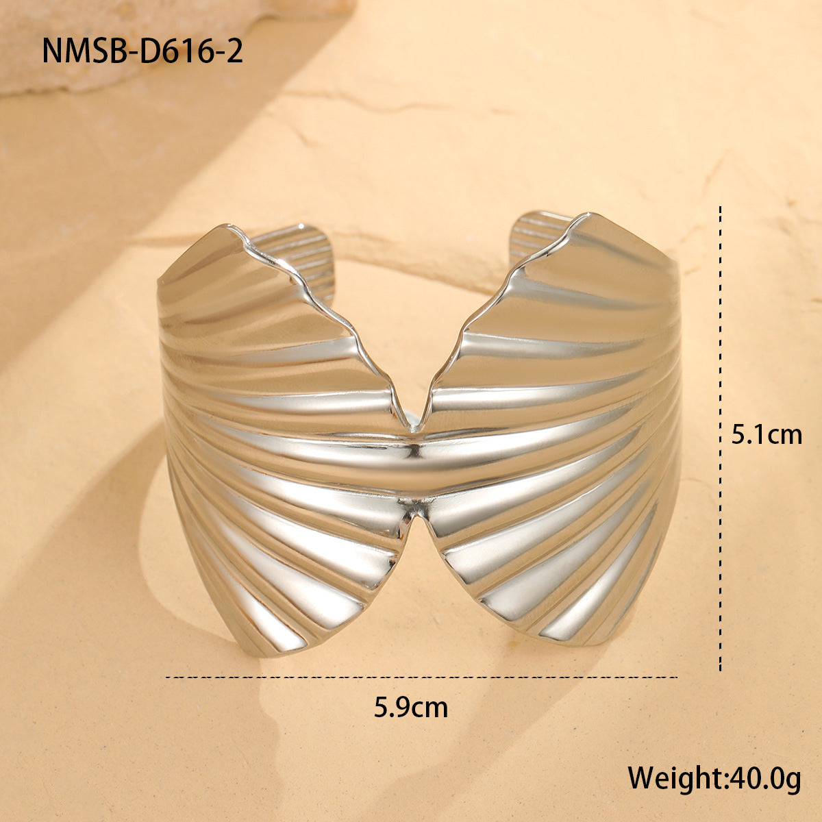 Fashion 18K Gold Plated Stainless Steel Geometric Starfish Shell Wide Cuff Bracelet for Women