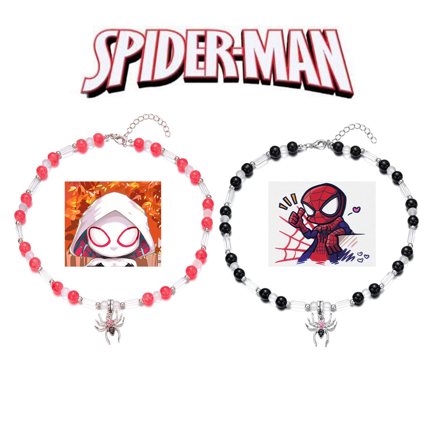 Collar gótico de araña de Halloween para mujer con cuentas que brillan en la oscuridad e incrustaciones de diamantes de imitación en cadena cruzada