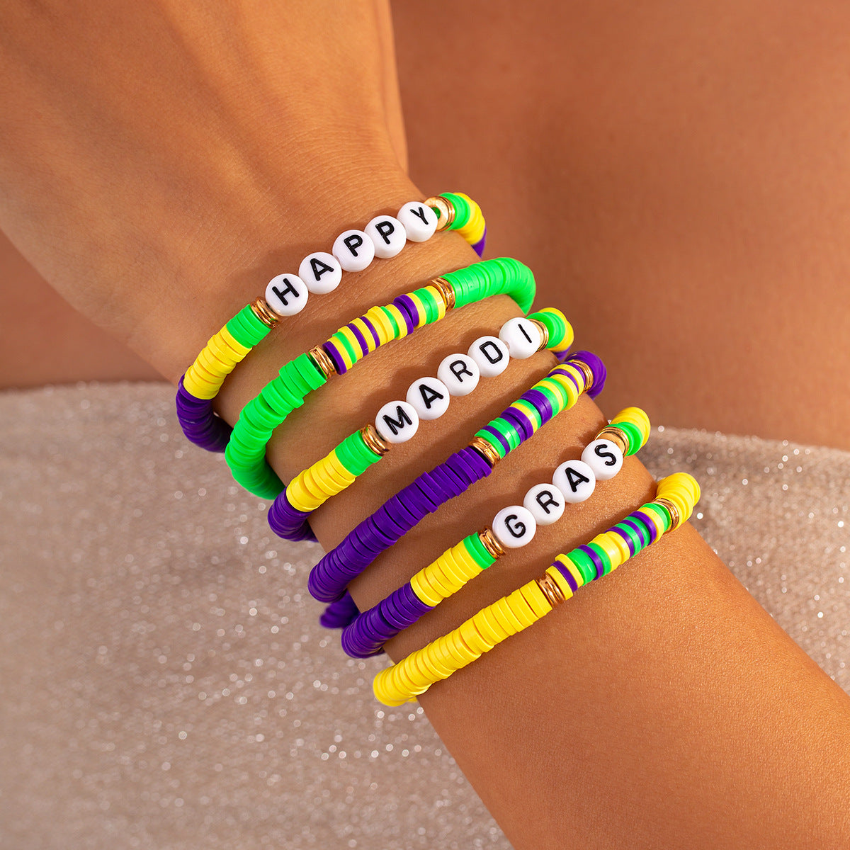 Pulsera personalizada de arcilla polimérica hecha a mano con abalorios acrílicos para mujer