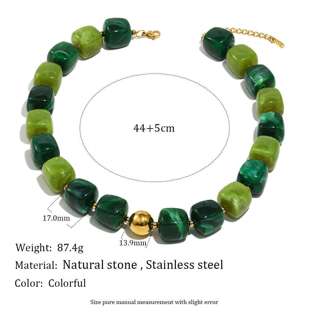 Collana con Pendente Minimalista Geometrico in Acrilico e Acciaio Inossidabile per Donna con Placcatura in Oro 18K