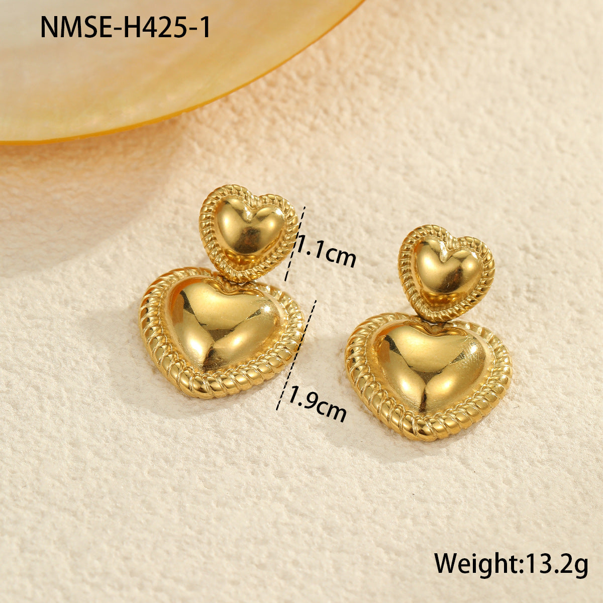 Fashionable Heart-Shaped Titanium Steel Earrings for Women with Electroplated Finish and Geometric Design