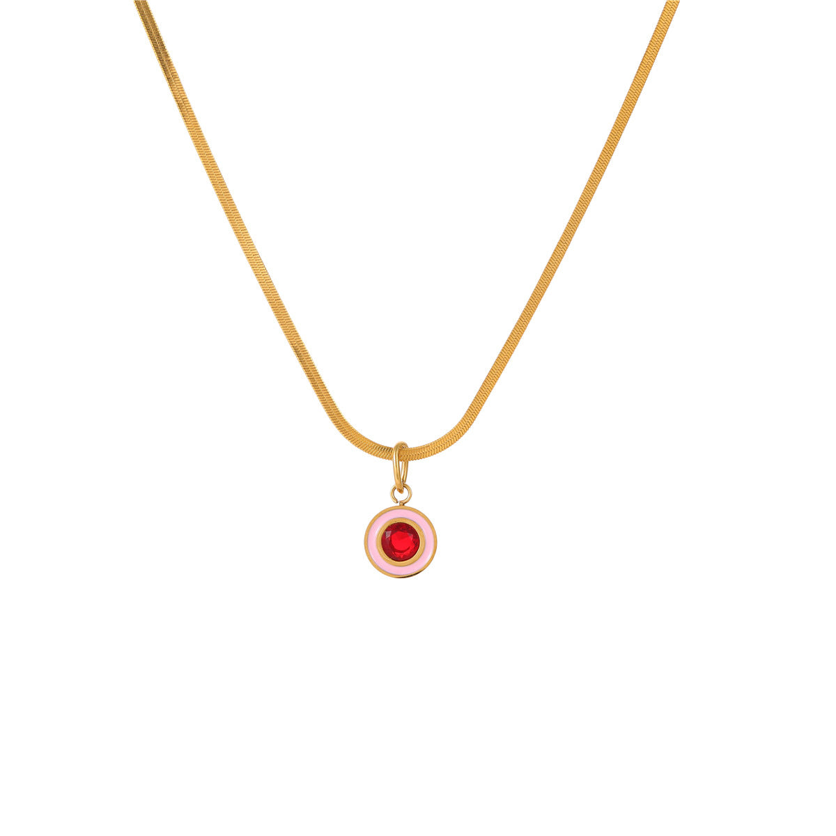 Minimalist Geometric Pendant Necklace in Titanium Steel with 18K Gold Plating for Women