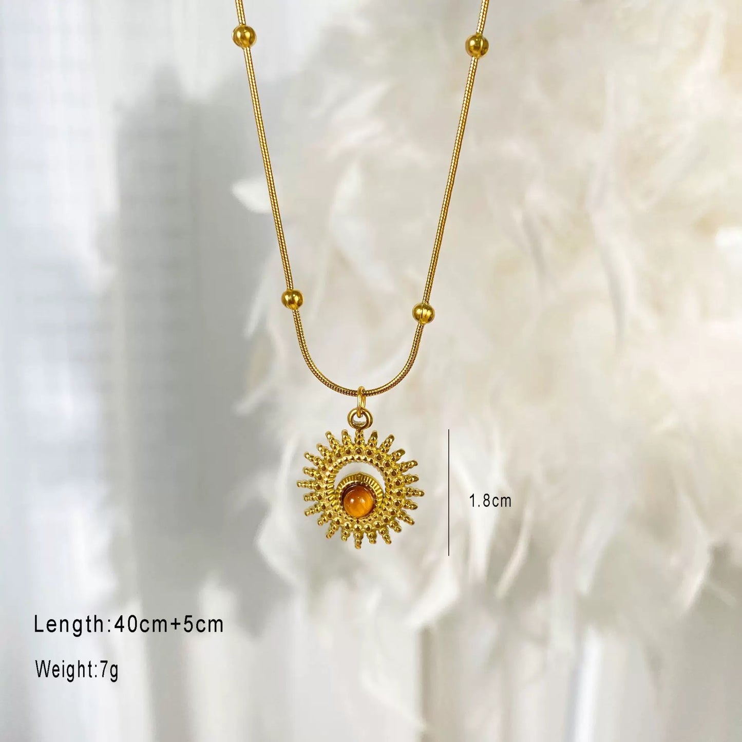 Vintage Geometric Tiger's Eye Titanium Steel Necklace for Women