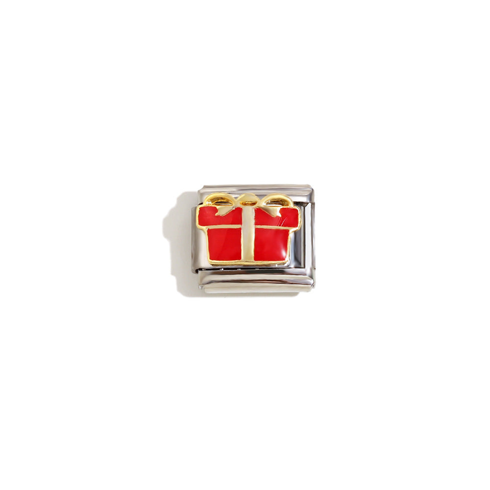 Elegant 18K Gold Plated Drip Oil Square Stainless Steel Charm Bar for Women