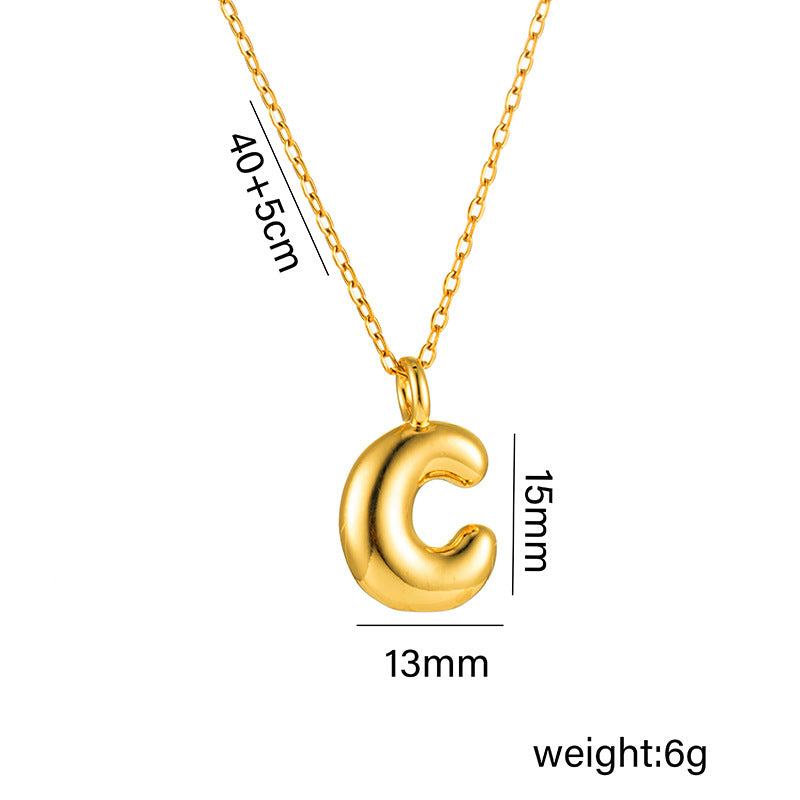 Collar minimalista de acero de titanio chapado en oro de 18 quilates con forma de letra delicada para mujer