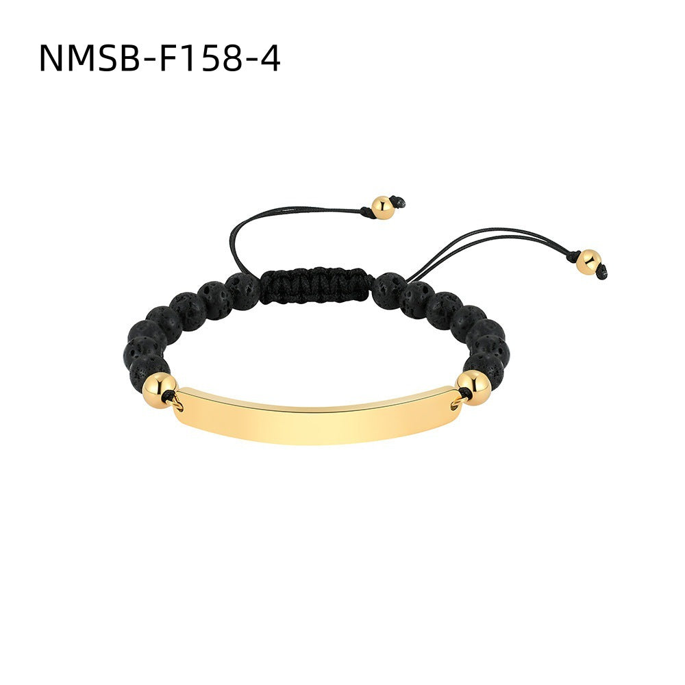 Elegante bracciale da donna in acciaio al titanio placcato oro 18 carati con strass geometrici e perline per charm fai da te