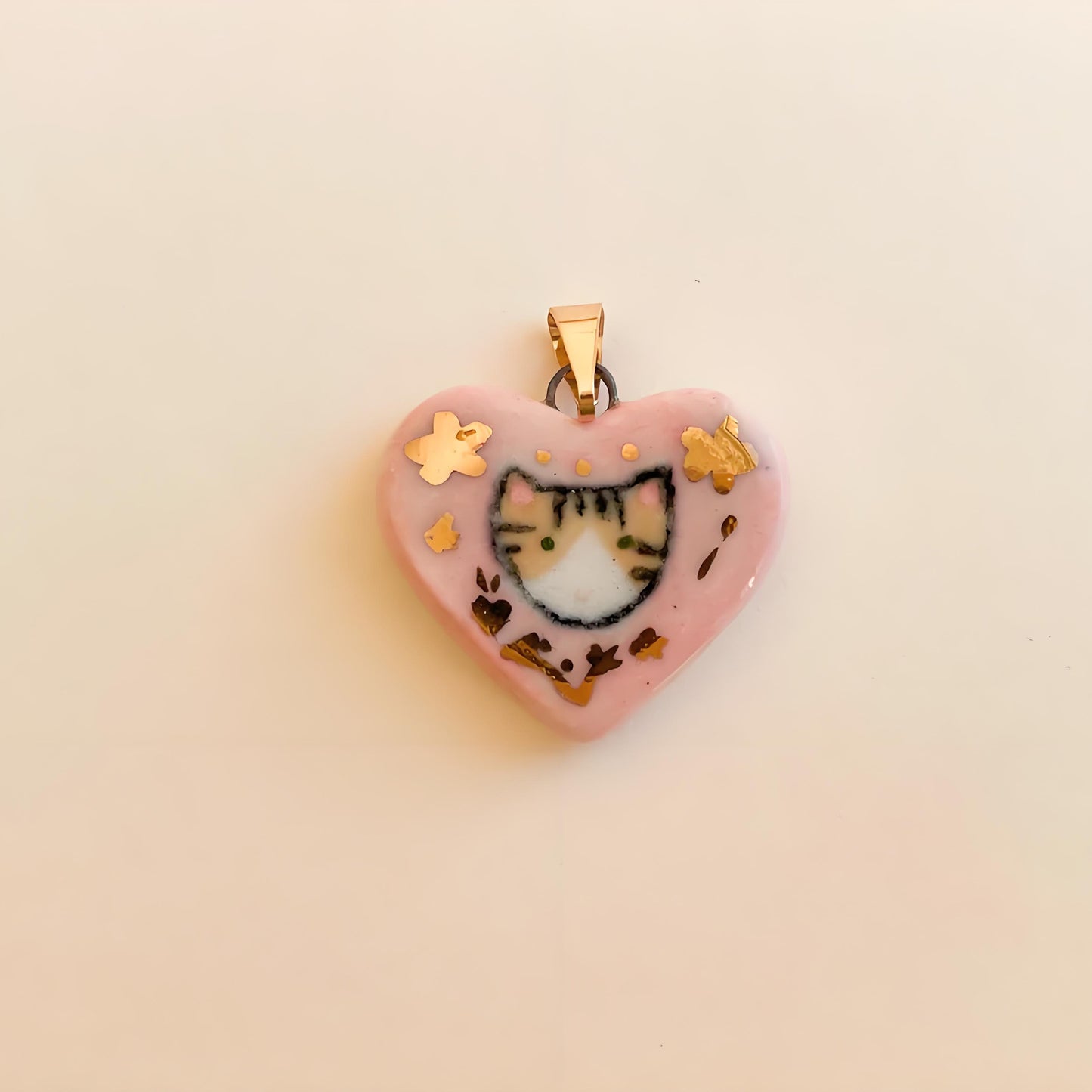 Minimalist Vintage Heart Shaped Stainless Steel 18K Gold Plated Drip Oil Charm Bar