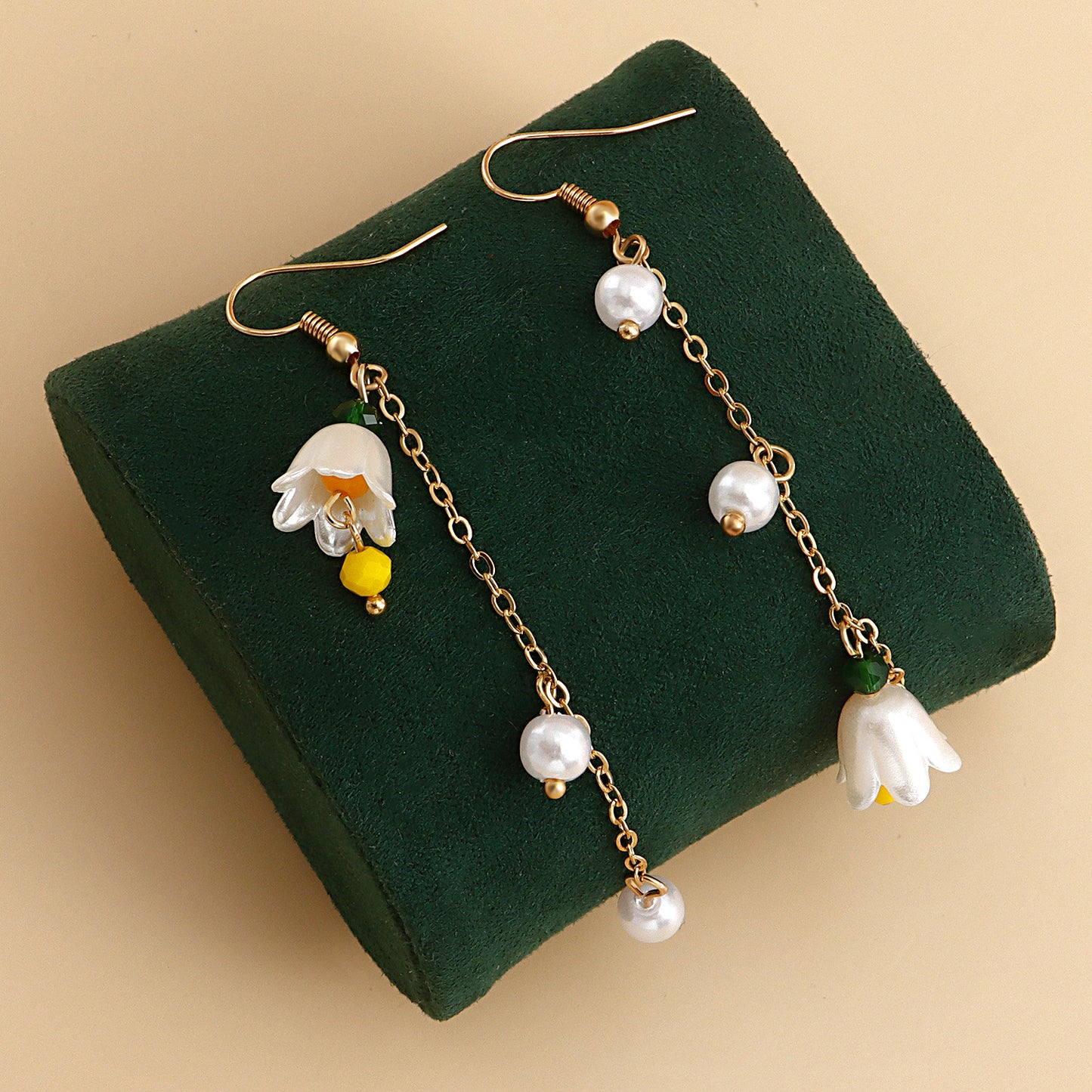 Minimalist Floral Bell-Shaped Alloy Earrings with Plated Finish for Women