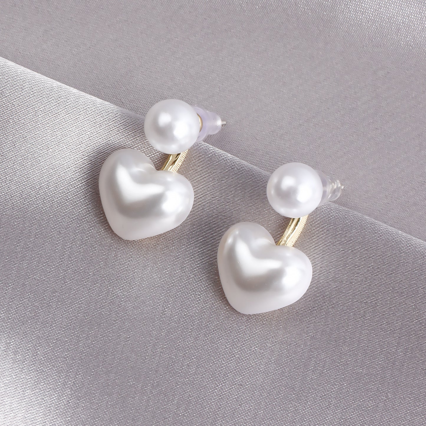 Sweet Heart-Shaped Acrylic Stud Earrings with Plated Finish for Women
