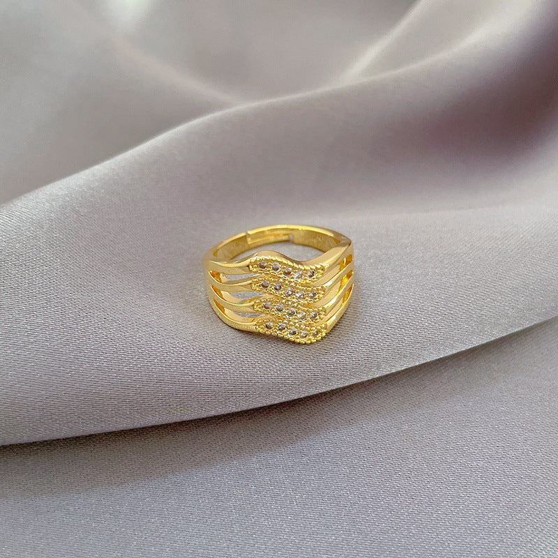 Anillo Ajustable de Latón con Diamantes de Imitación Corona Kawaii para Mujer