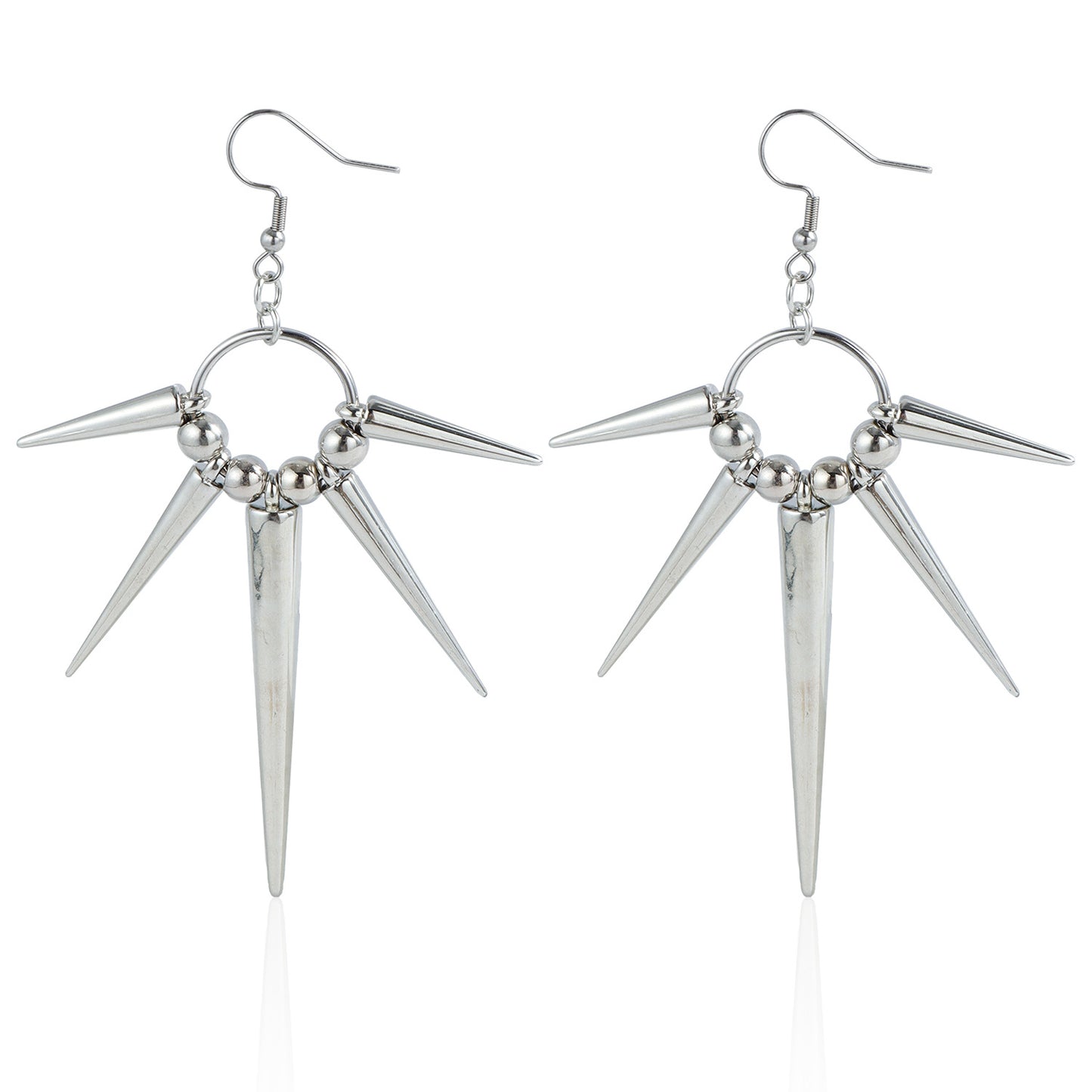 Punk Geometric Metal Stud Earrings with Electroplated Finish for Women and Unisex Wear