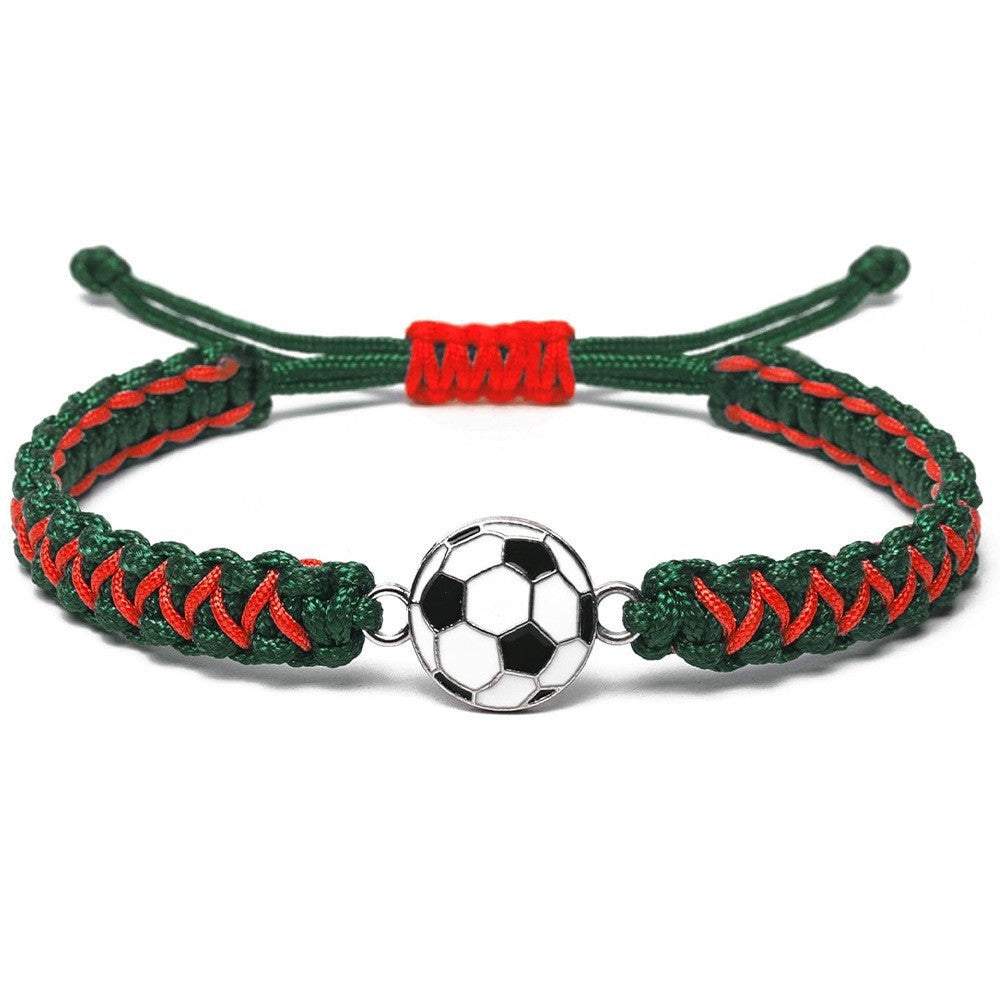 Sporty Color Block Handmade Braided Charm Bar Bracelet Unisex Adjustable