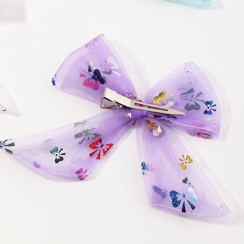 Set de horquillas de dibujos animados con lazos, lentejuelas y diseño de mariposa de tul para niñas de 6 años en adelante