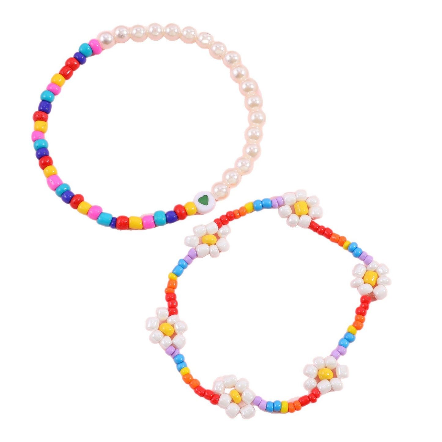 Set di Braccialetti con Margherite e Perline a Cartone Animato per Bambini Bracciali in Resina e Plastica Fatti a Mano