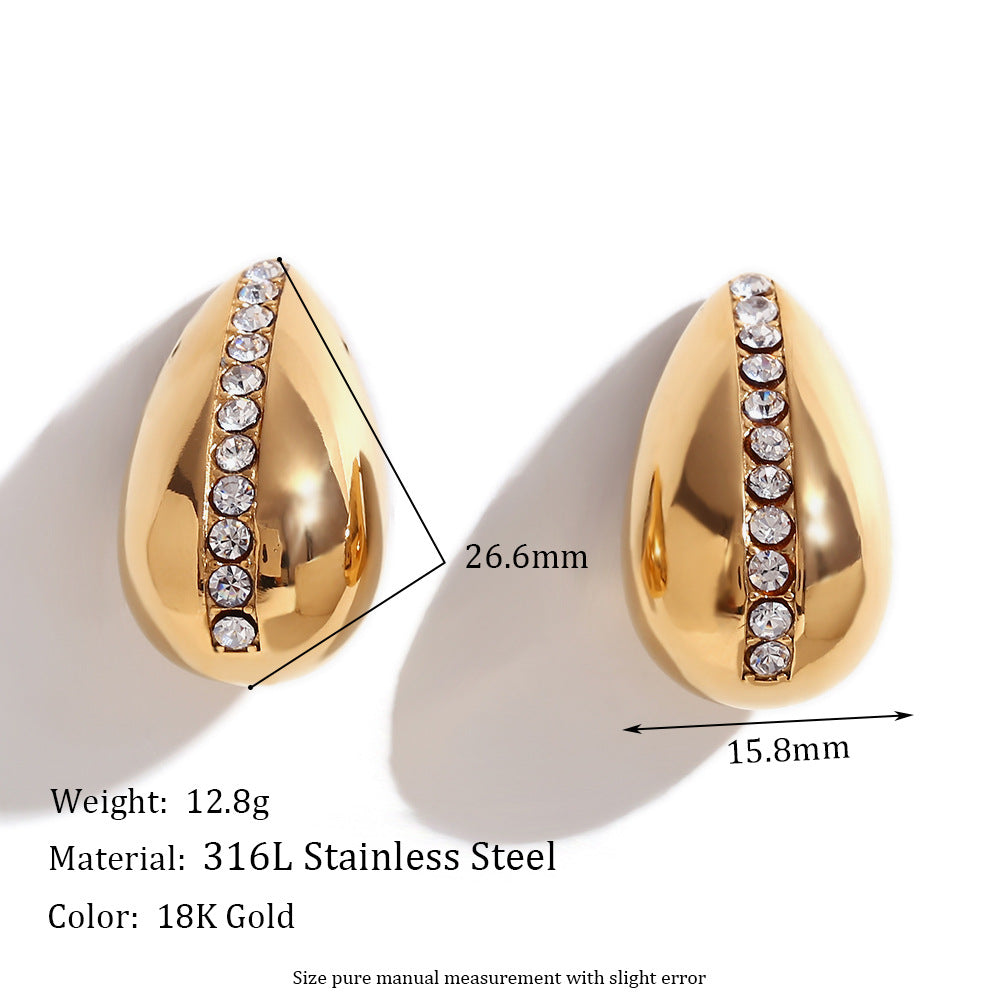 Orecchini in acciaio inossidabile geometrici d'ispirazione vintage con placcatura in oro 18 carati da donna
