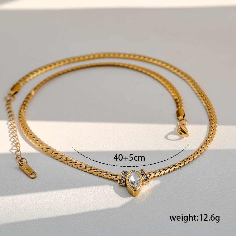 Collana Pendente Occhio Minimalista Geometrica in Acciaio Inossidabile Placcato per Uomo e Donna con Lunghezza Regolabile