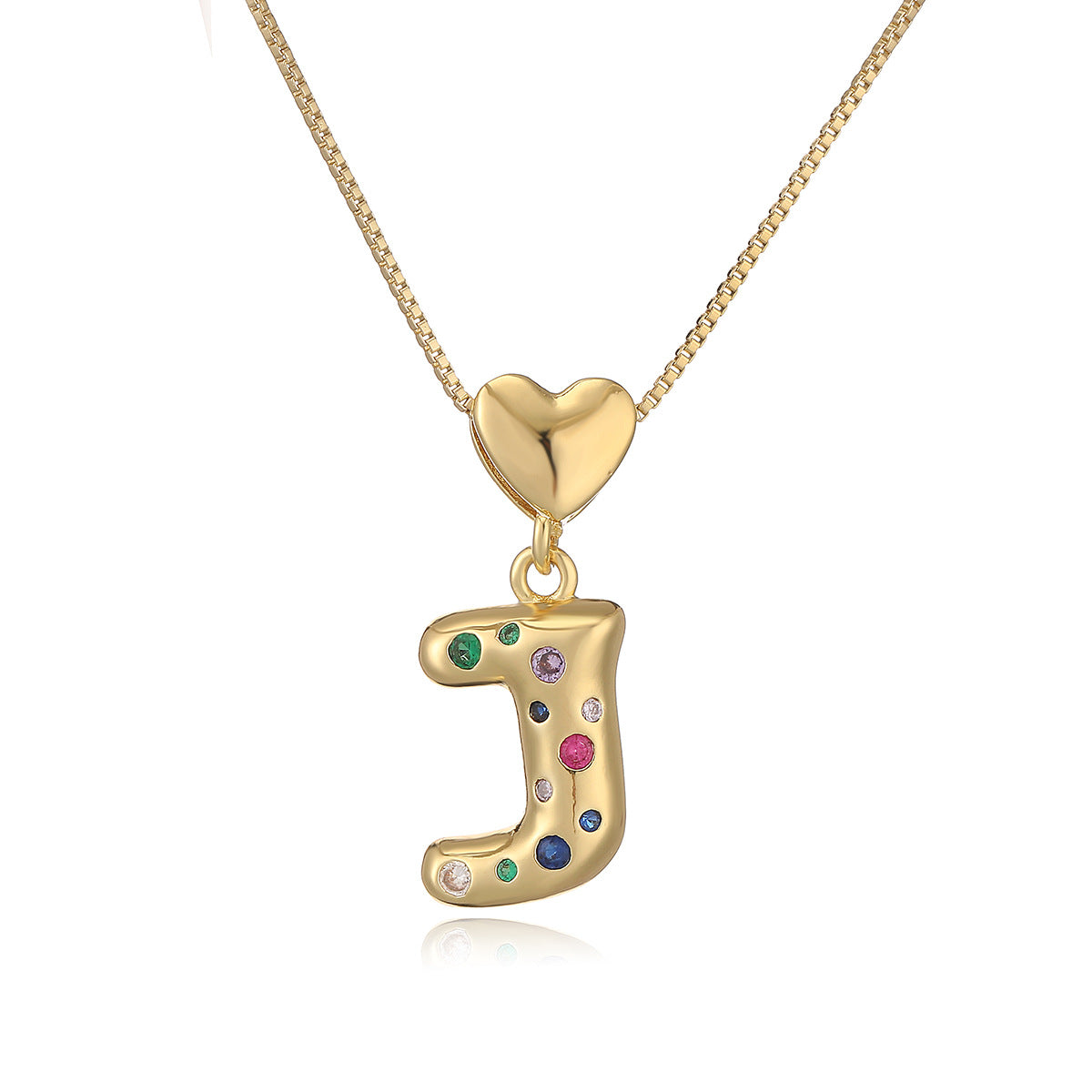 Collana Pendente Minimalista a Lettera in Rame Placcato Oro 18K con Intarsio di Zirconi per Donna