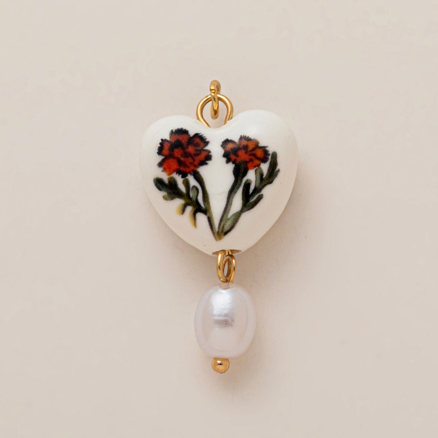 Elegant Casual Geometric Heart Ceramic Drip Oil Plated Necklace with Natural Baroque Pearl