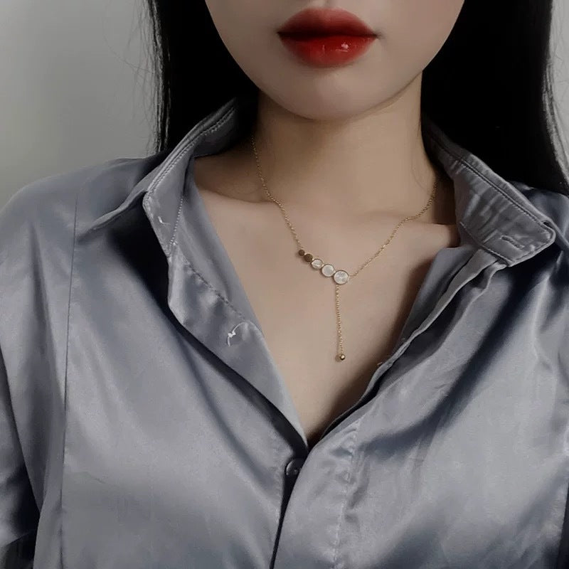 Minimalist Round Titanium Steel Plated Necklace for Women
