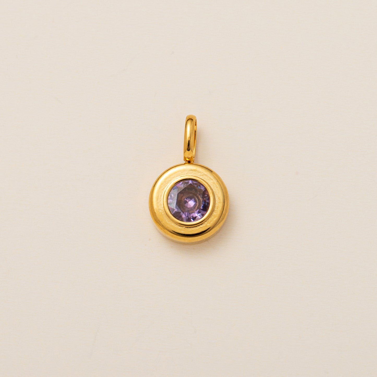 Minimalist Titanium Steel Geometric Pendant with Cubic Zirconia and Zodiac Birthstone Engraving