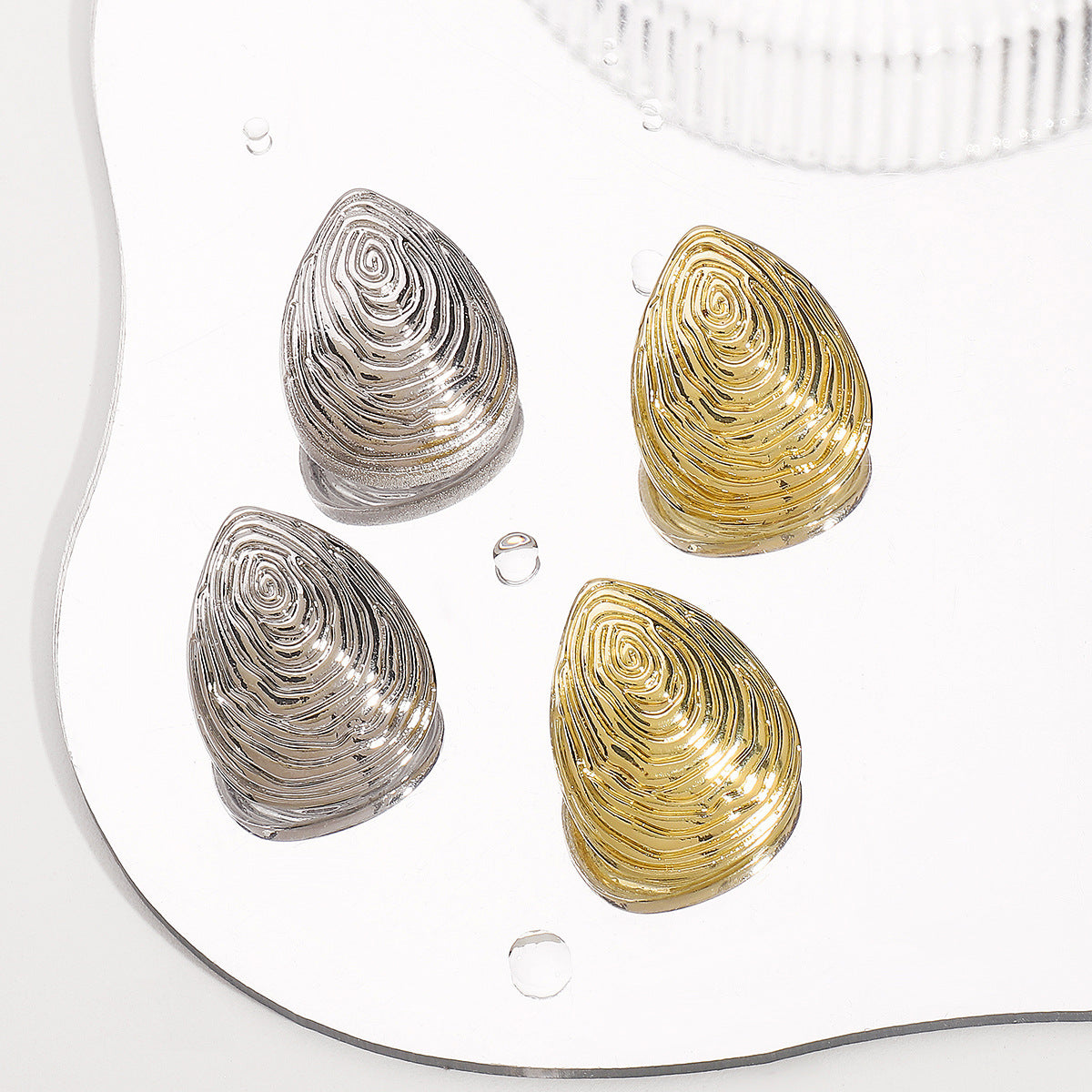 Pendientes de aleación con forma geométrica de estilo vintage francés, textura de concha y acabado galvanizado para mujer