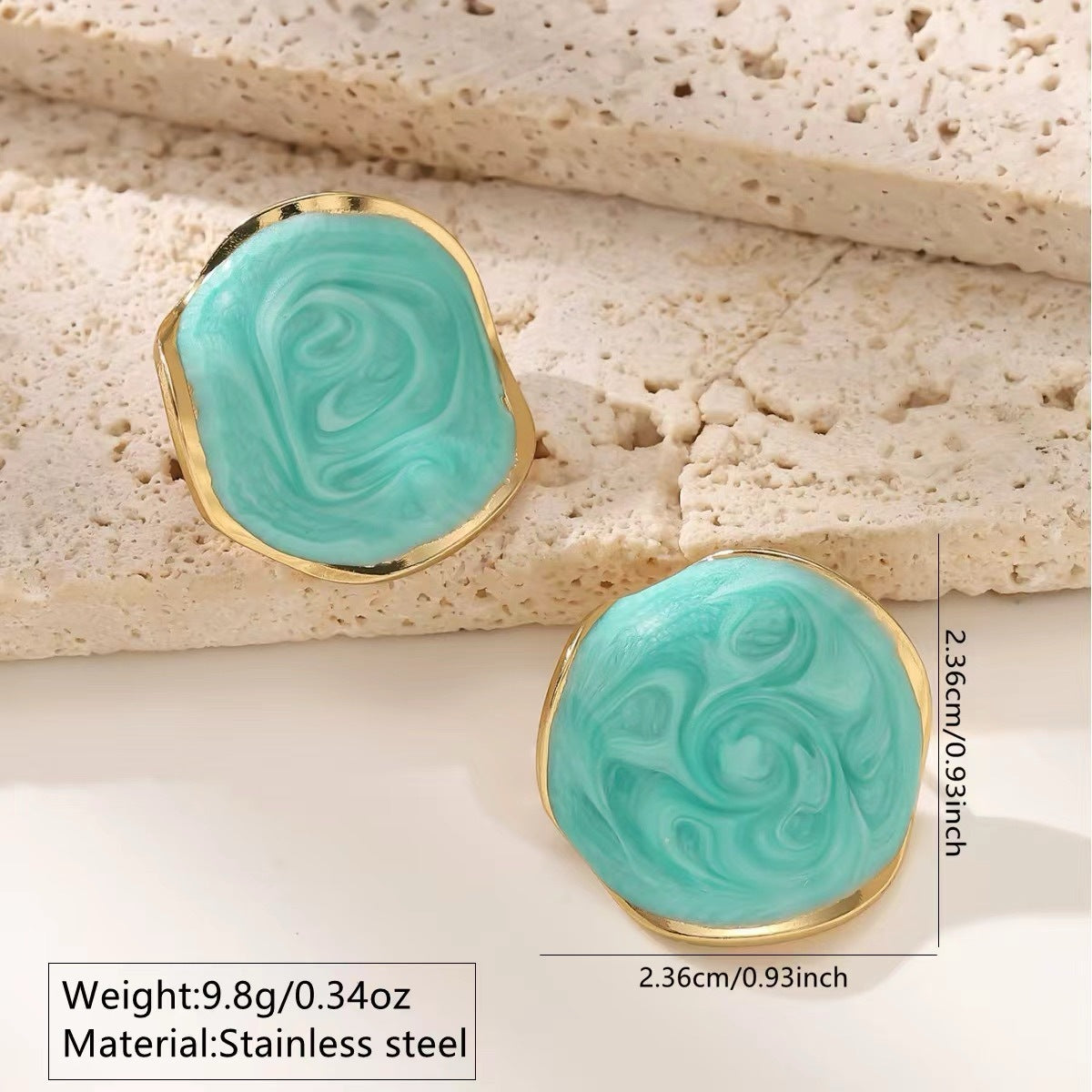 Sweet Irregular Round Drip Oil Stainless Steel Earrings