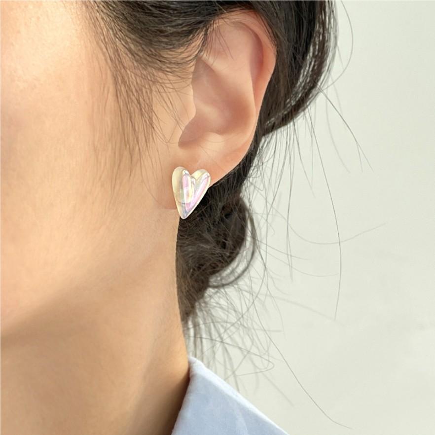 Sweet Minimalist 925 Sterling Silver Irregular Heart Geometric Pearl Earrings