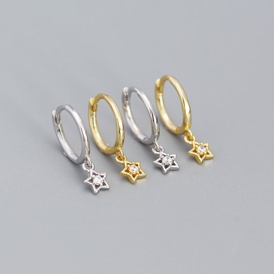 Minimalist Star-Shaped Sterling Silver Stud Earrings with Plated Finish for Women